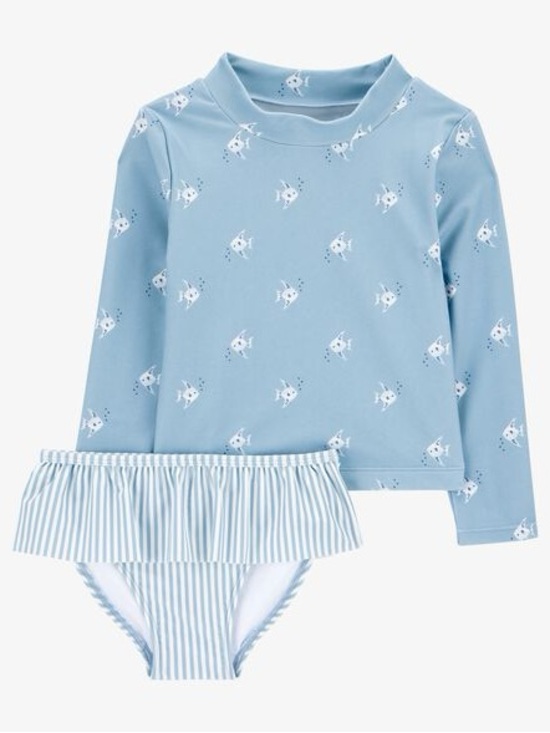 Carter's Other - Girls 2 Piece Rash Guard Swimsuit Long Sleeve Swim Set Ruffle Bikini Bottoms 4T